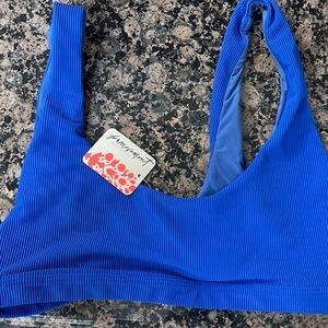 Free People Electric Blue Ribbed Bikini Top
